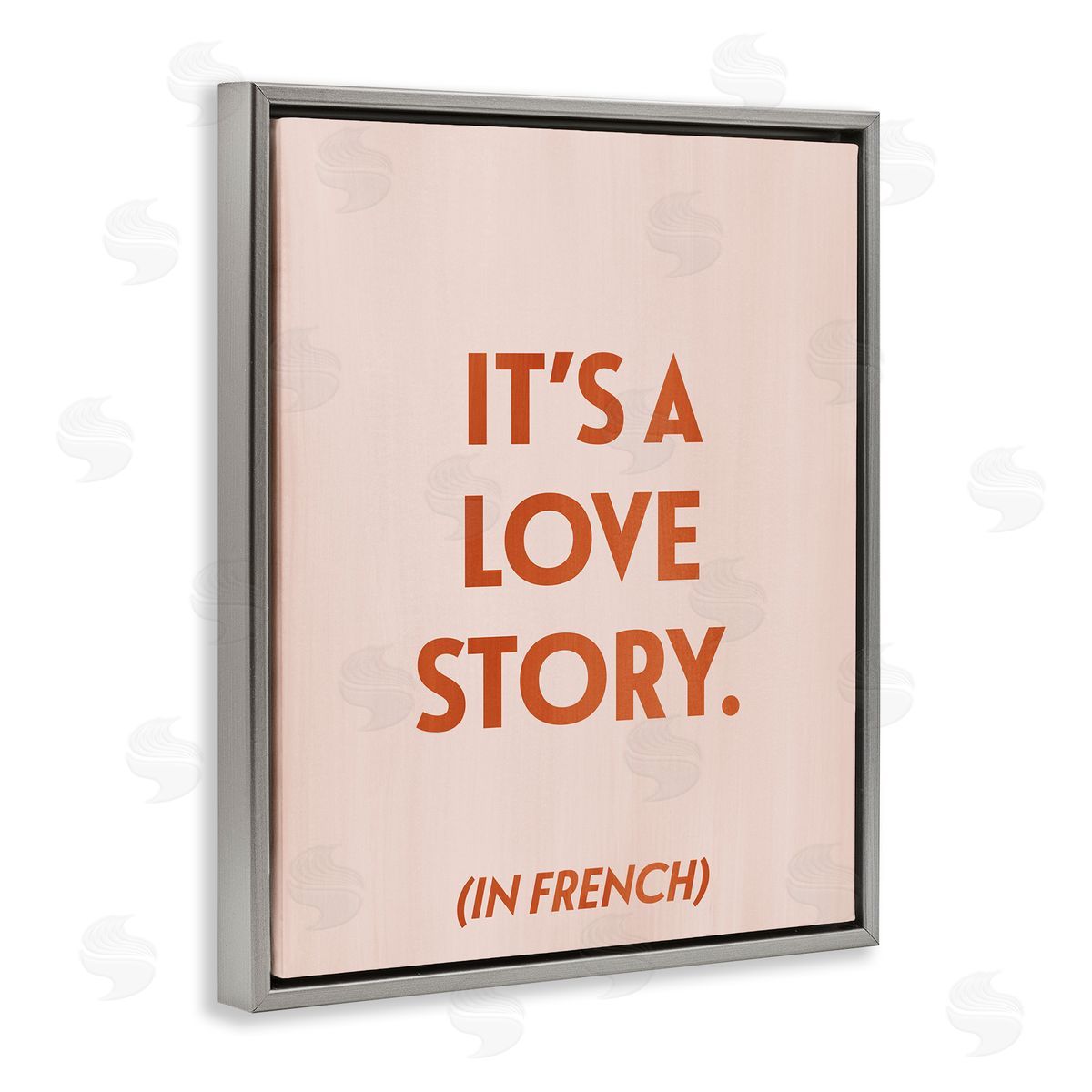 Love Story In French Grey Floating Frame Canvas Wall Art, Home Decor by Grace Popp