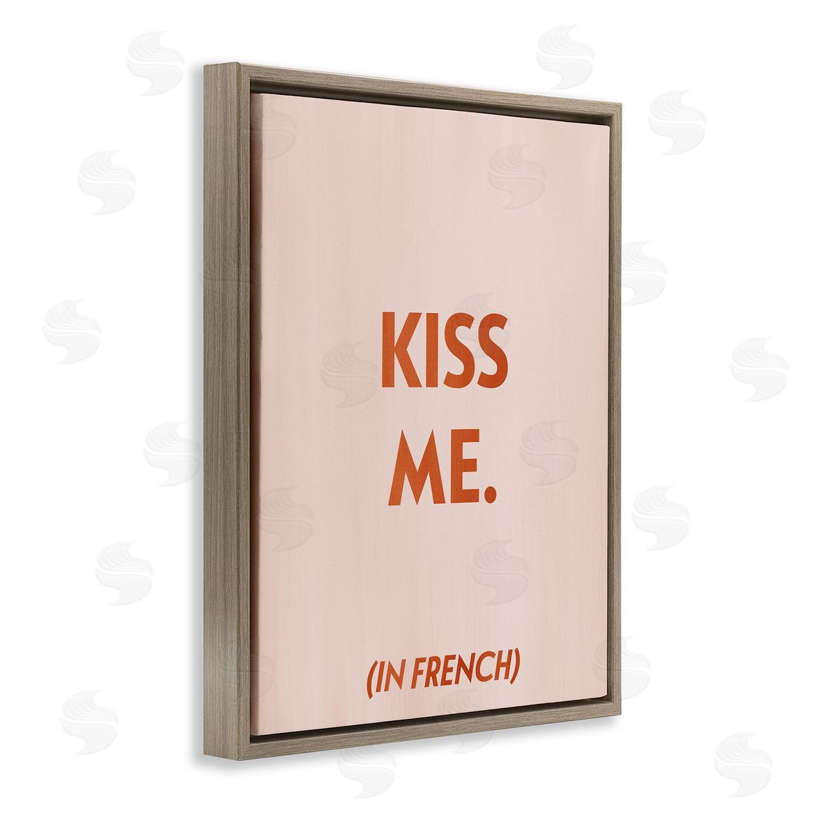 Kiss Me In French Brown Floating Frame Canvas Wall Art, Home Decor by Grace Popp