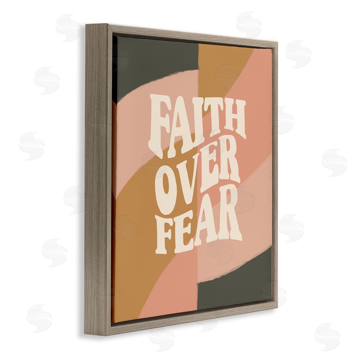 Amylee Weeks Faith Over Fear Brown Floating Frame Canvas Wall Art Print