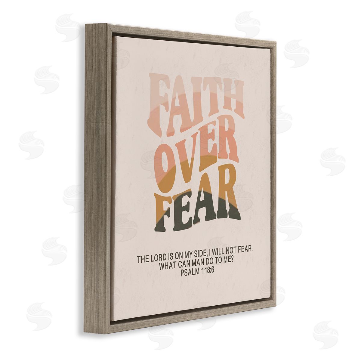 Amylee Weeks Retro Faith Over Fear Brown Floating Frame Canvas Wall Art Print
