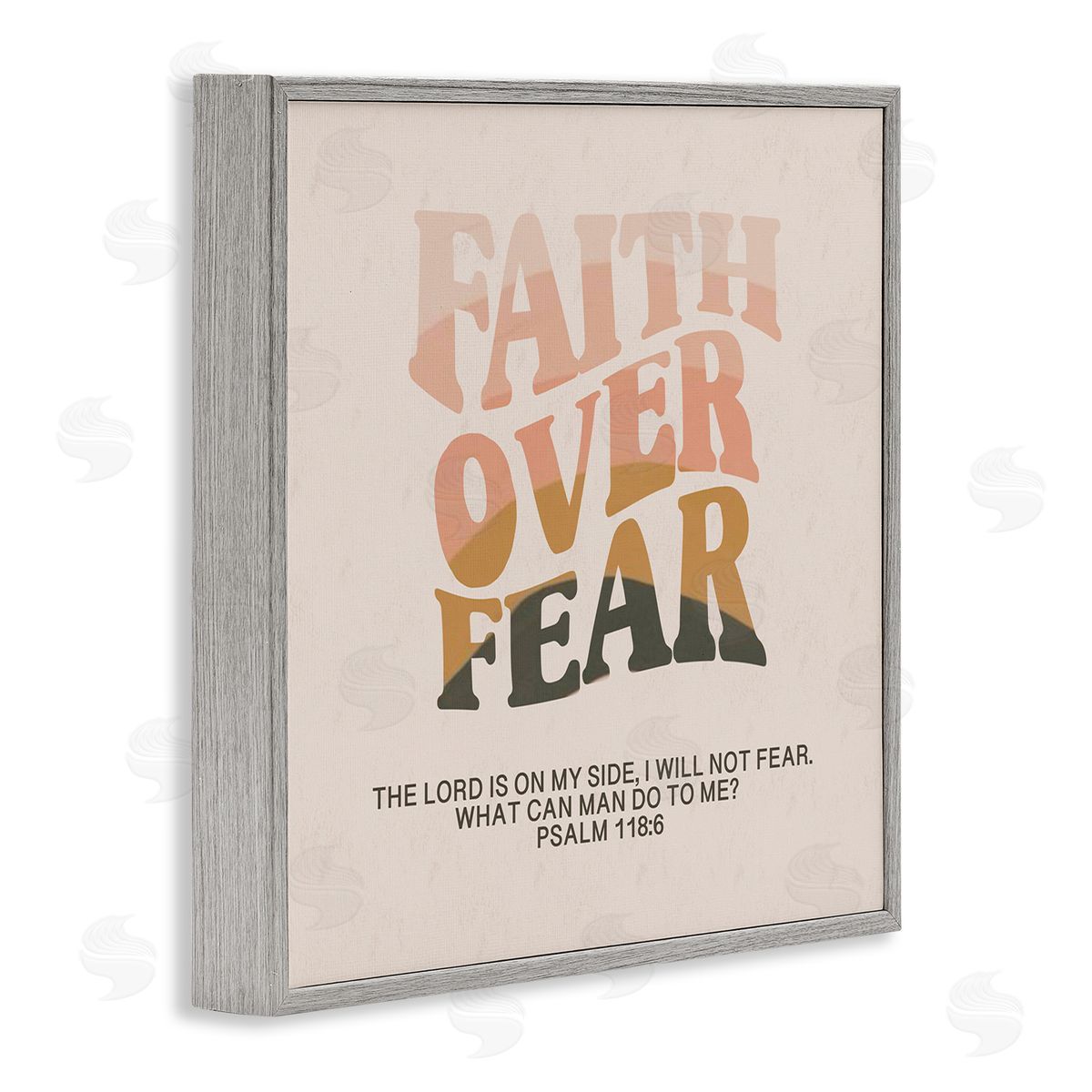 Amylee Weeks Retro Faith Over Fear Gray Framed Giclee Wall Art Print