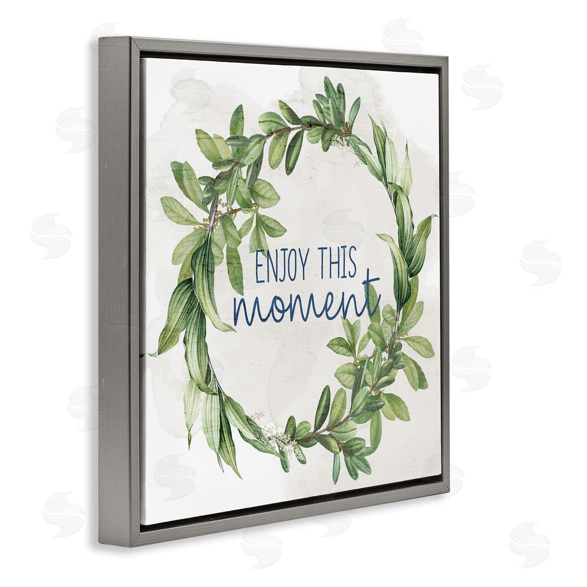 Anne Bailey Enjoy This Moment Gray Floating Frame Canvas Wall Art Print