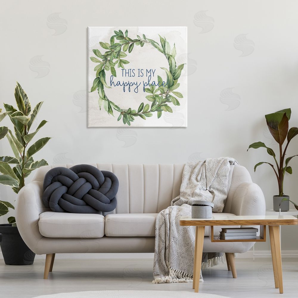 Anne Bailey Happy Place Wreath Canvas Wall Art Print in Room
