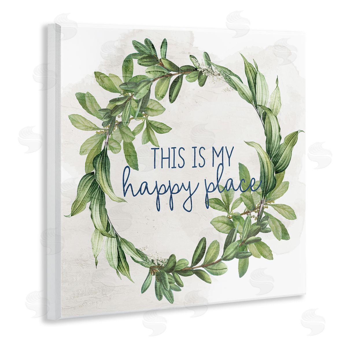 Anne Bailey Happy Place Wreath Wooden Wall Plaque Art Print