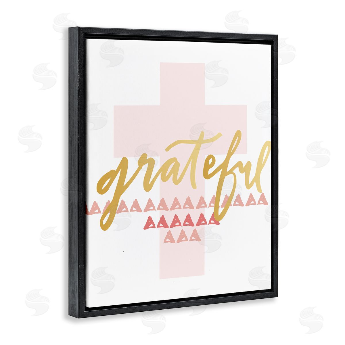 Grateful over Cross Black Floating Frame Canvas Wall Art, Home Decor by Blue Chair Blessing