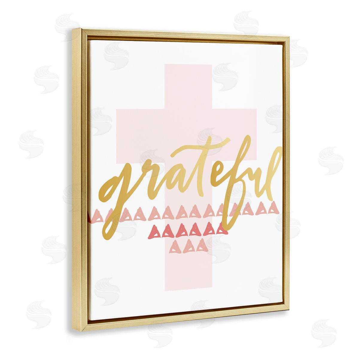 Grateful over Cross Gold Floating Frame Canvas Wall Art, Home Decor by Blue Chair Blessing