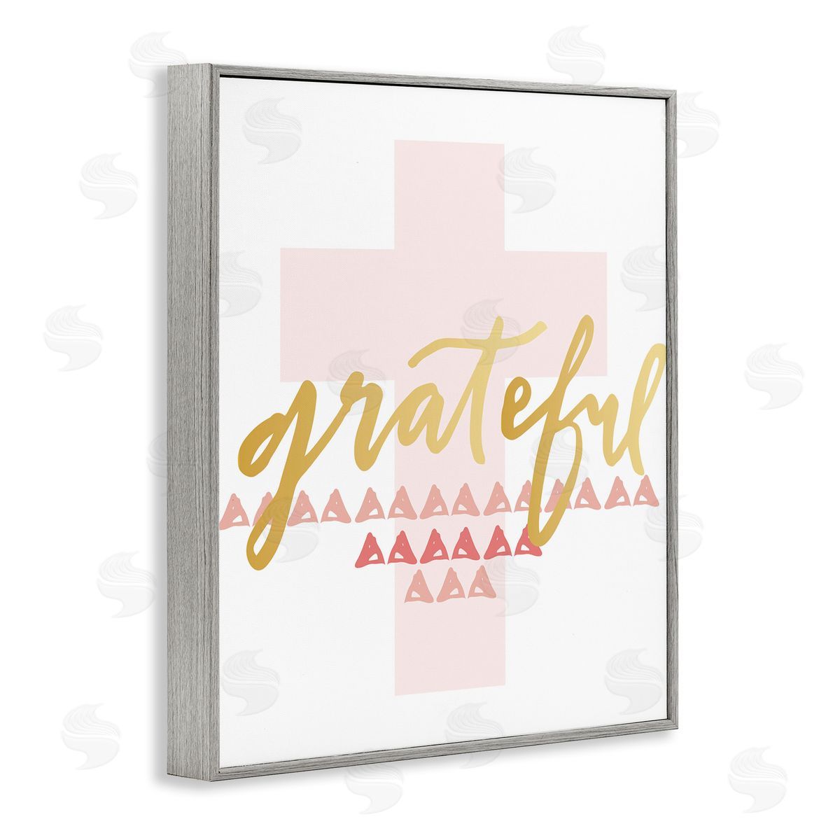 Grateful over Cross Grey Frame Print Wall Art, Home Decor by Blue Chair Blessing