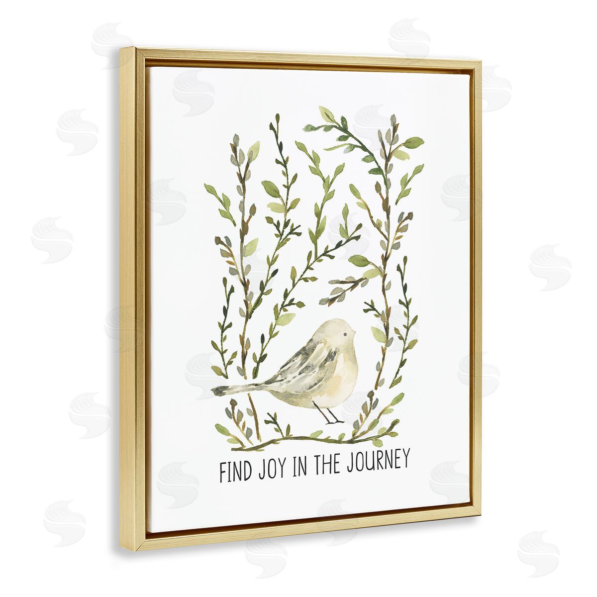 Find Joy with Bird Gold Floating Frame Canvas Wall Art, Home Decor by Blue Chair Blessing