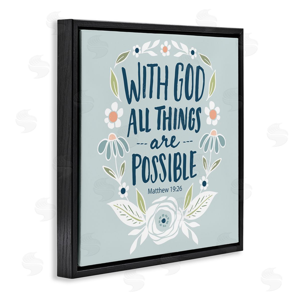 All Things Possible Verse Black Floating Frame Canvas Wall Art, Home Decor by Blue Chair Blessing