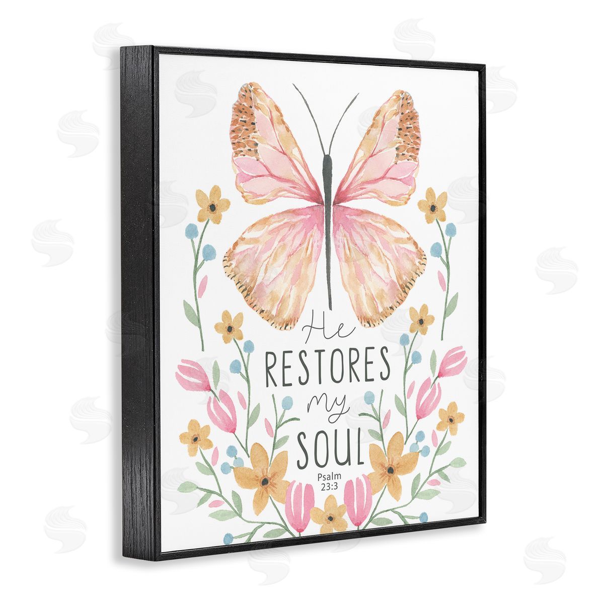 Floral Restores My Soul Black Frame Print Wall Art, Home Decor by Blue Chair Blessing