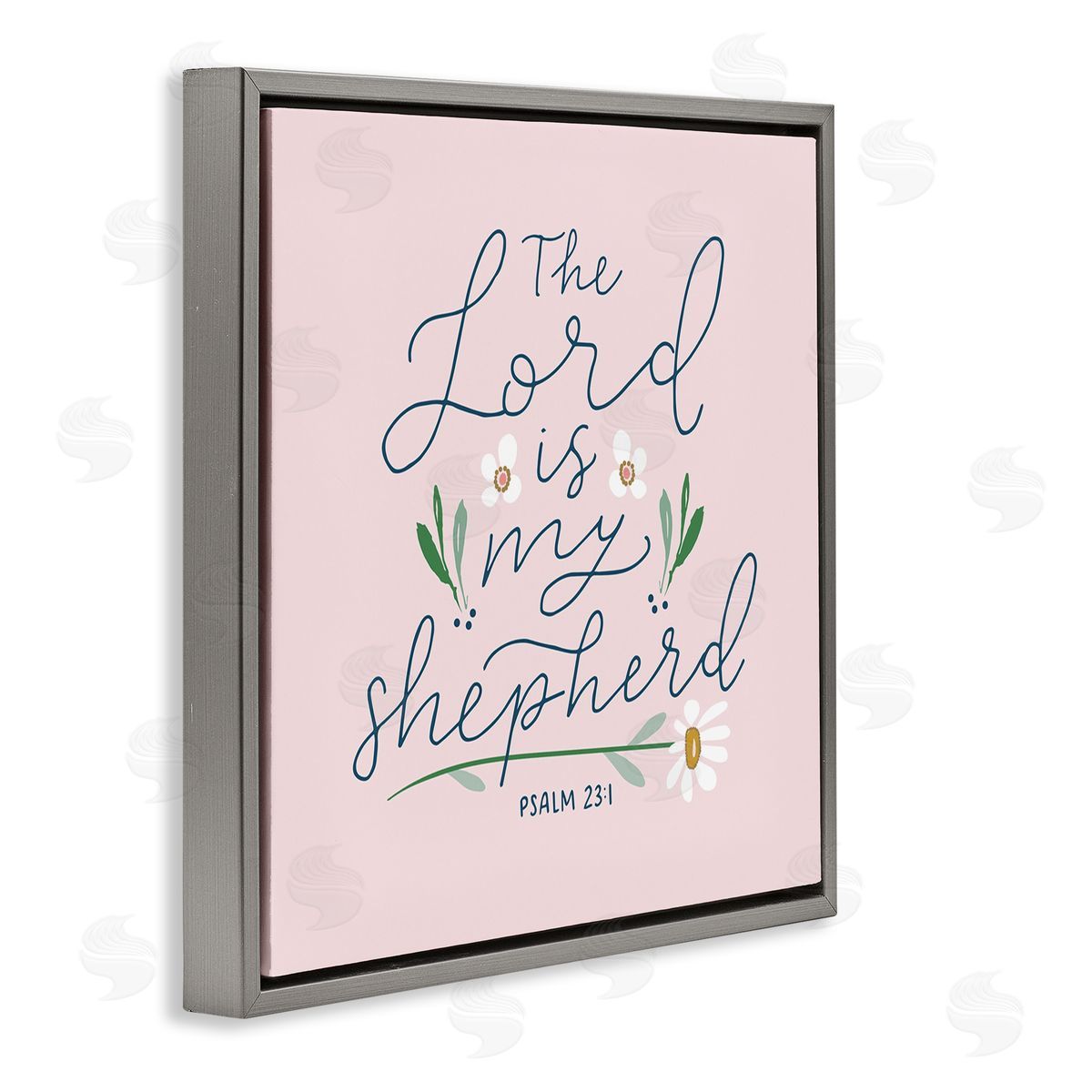 Blue Chair Blessing Lord Is My Shepherd Gray Floating Frame Canvas Wall Art Print