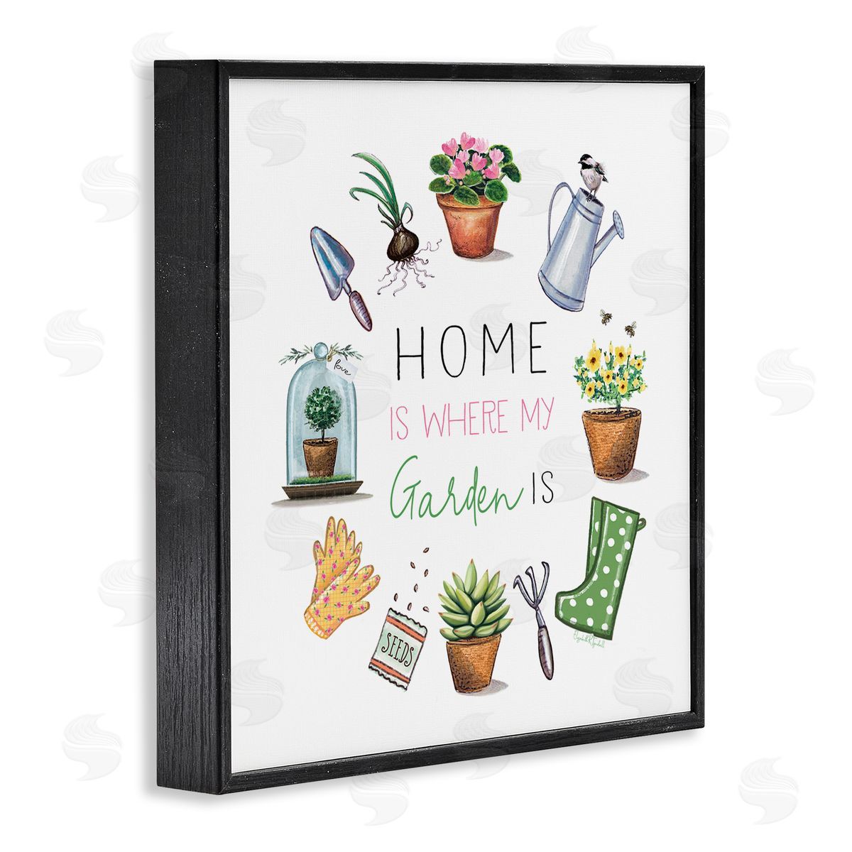 Elizabeth Tyndall Home Where Garden Is Black Framed Giclee Wall Art Print