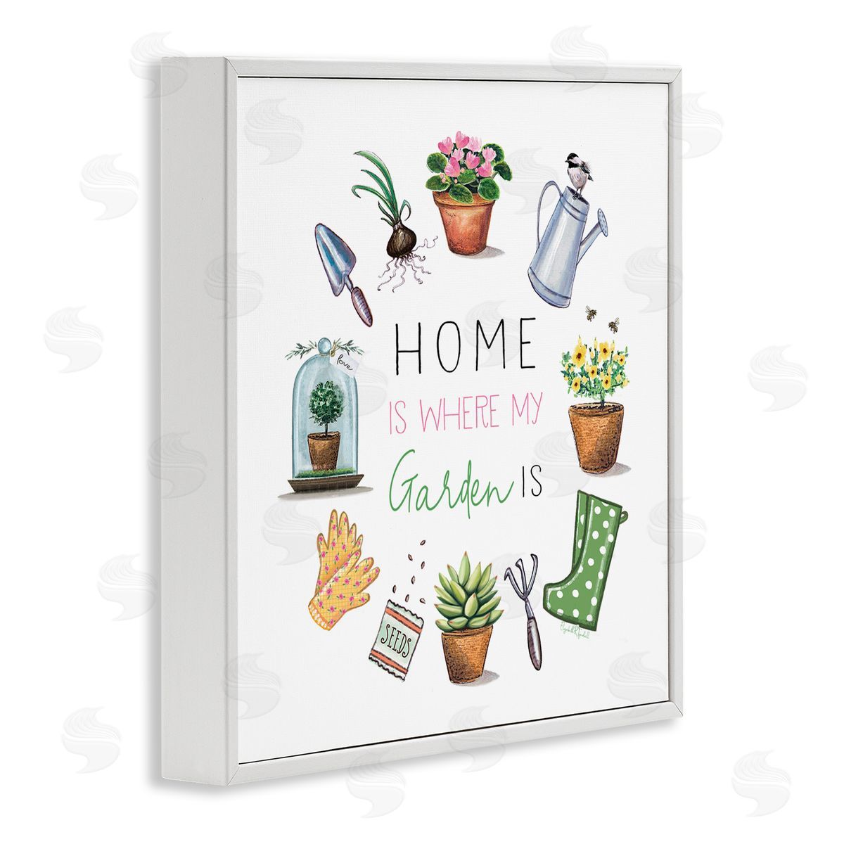 Elizabeth Tyndall Home Where Garden Is White Framed Giclee Wall Art Print