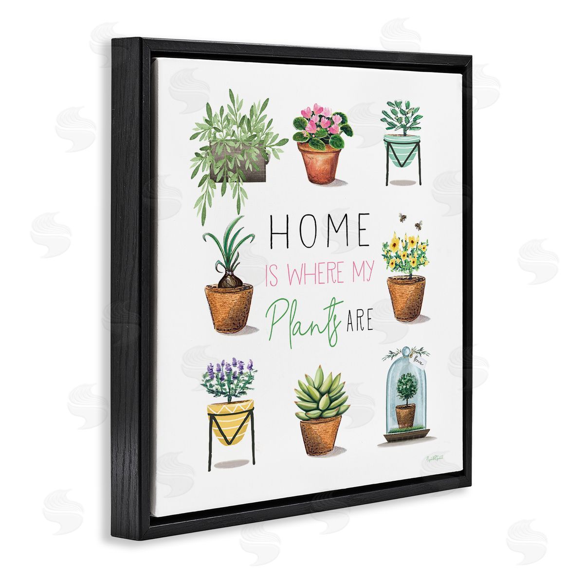 Elizabeth Tyndall Home Where Plants Are Black Floating Frame Canvas Wall Art Print