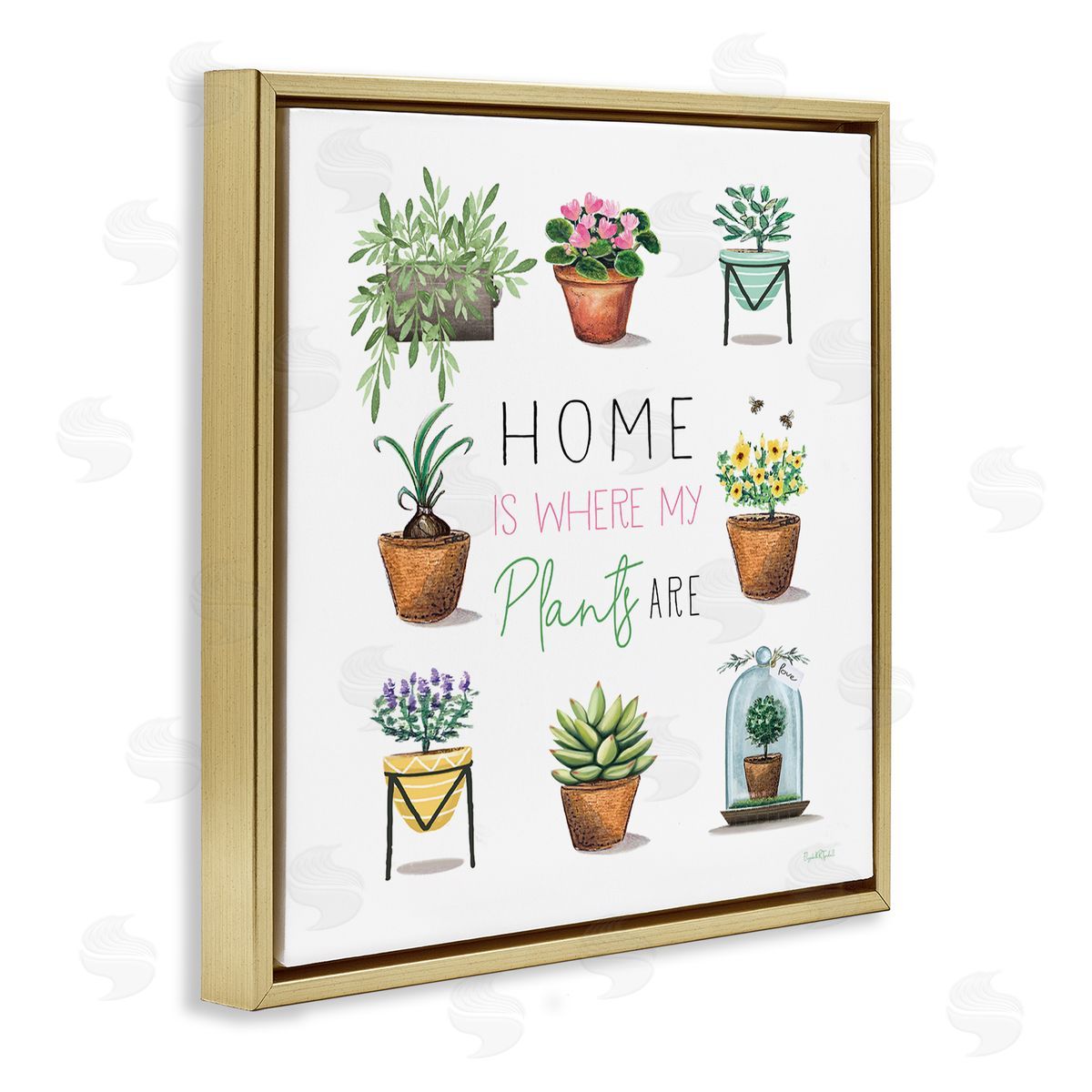 Elizabeth Tyndall Home Where Plants Are Gold Floating Frame Canvas Wall Art Print