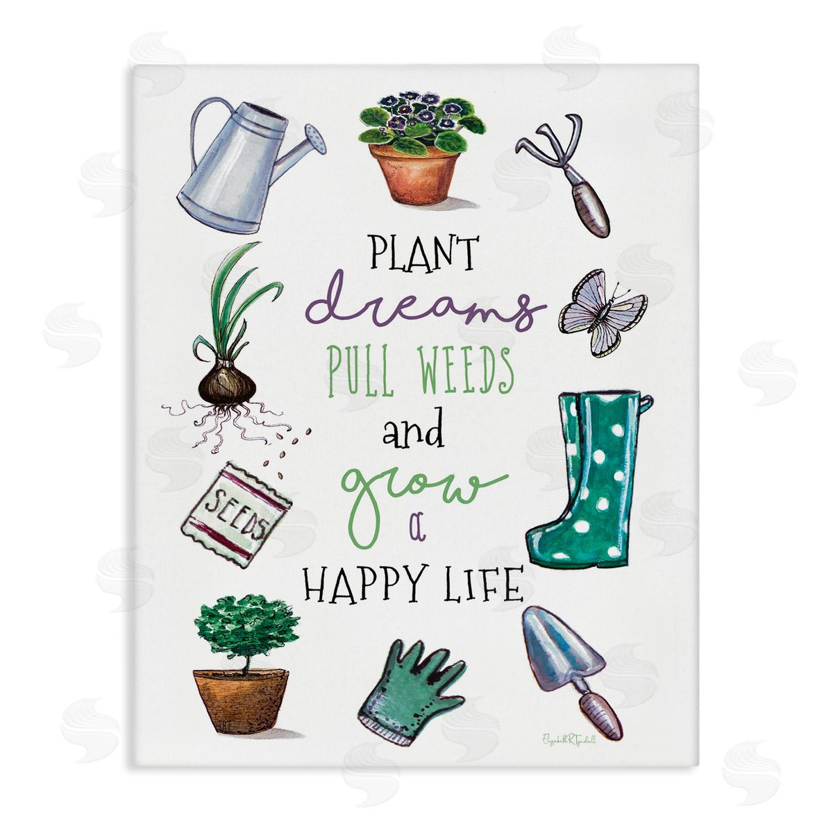 Grow a Happy Life Canvas Wall Art, Home Decor by Elizabeth Tyndal