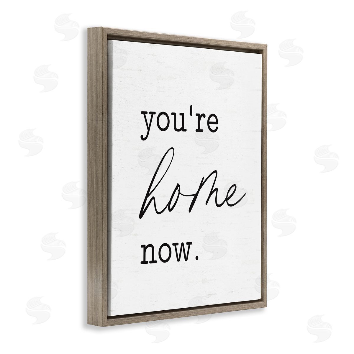 Lettered and Lined You're Home Now Brown Floating Frame Canvas Wall Art Print