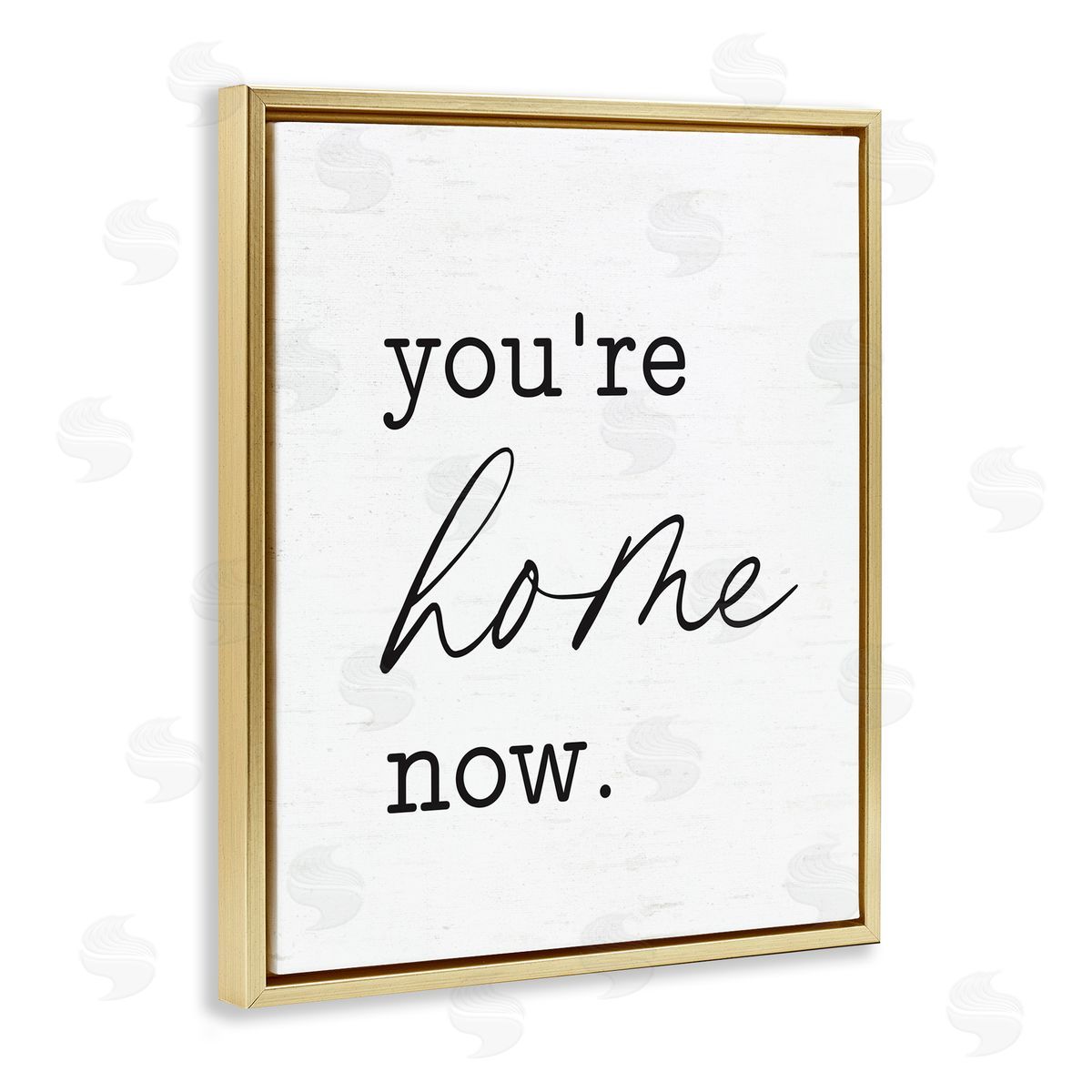 Lettered and Lined You're Home Now Gold Floating Frame Canvas Wall Art Print