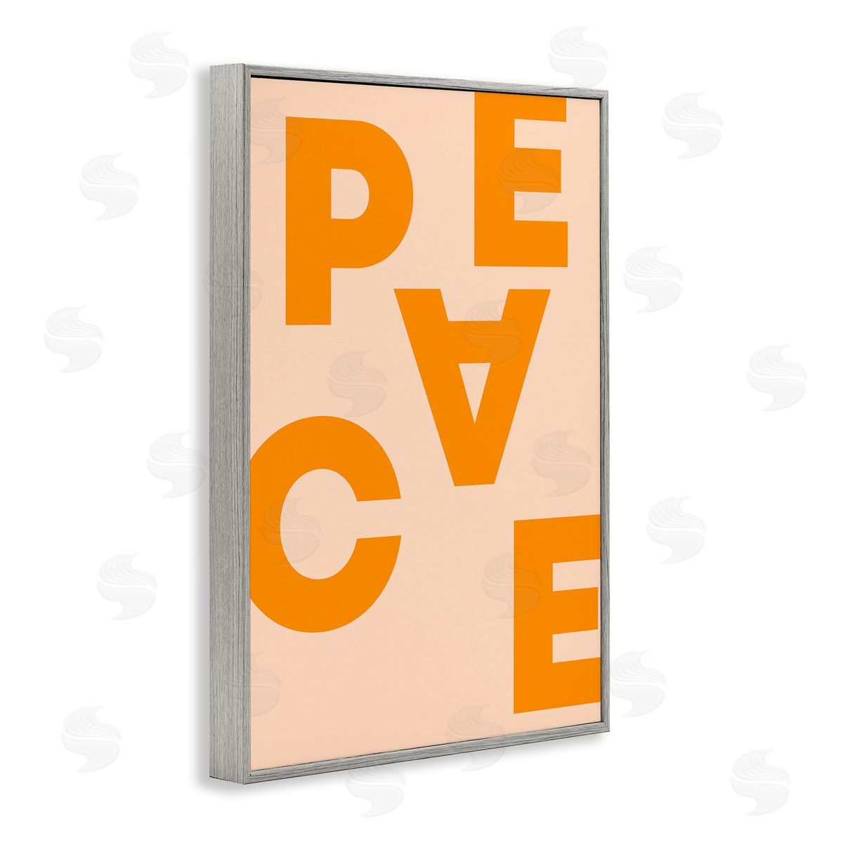 Peace Orange Typography Grey Frame Print Wall Art, Home Decor by Incado