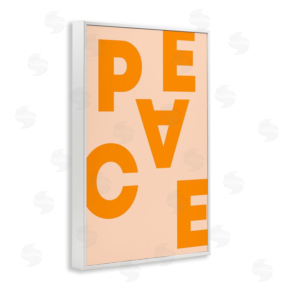 Peace Orange Typography White Frame Print Wall Art, Home Decor by Incado