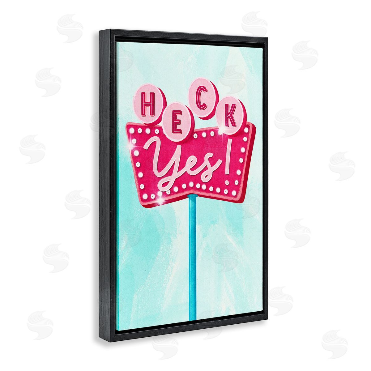 Retro Heck Yes Black Floating Frame Canvas Wall Art, Home Decor by JJ Design House, LLC.