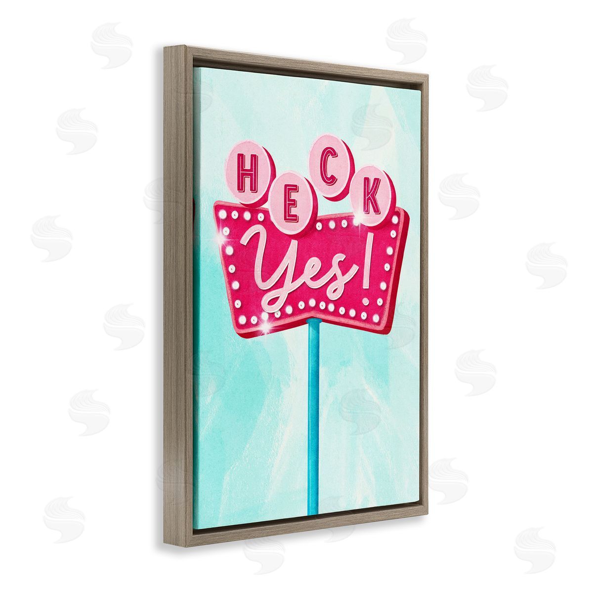 Retro Heck Yes Brown Floating Frame Canvas Wall Art, Home Decor by JJ Design House, LLC.