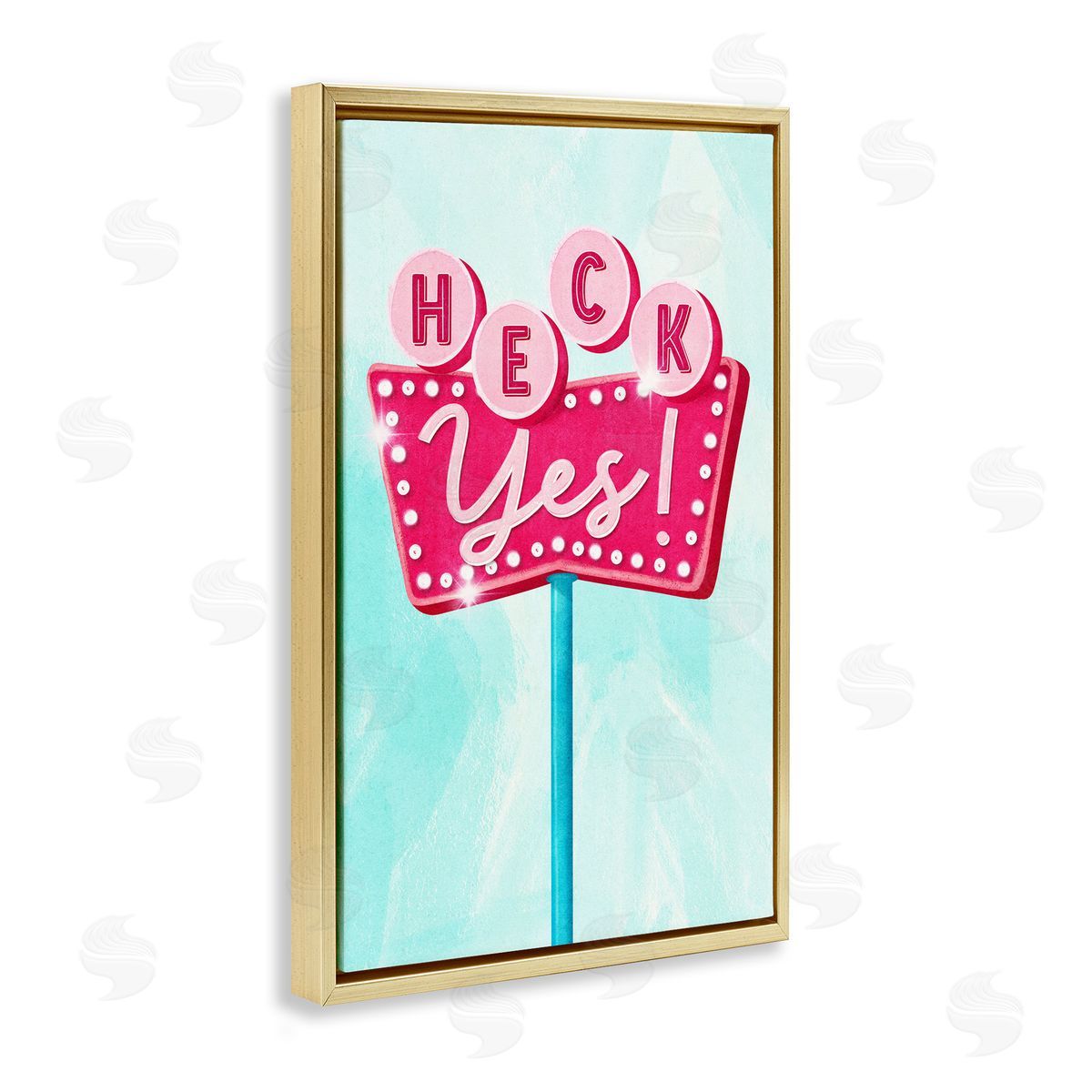 Retro Heck Yes Gold Floating Frame Canvas Wall Art, Home Decor by JJ Design House, LLC.