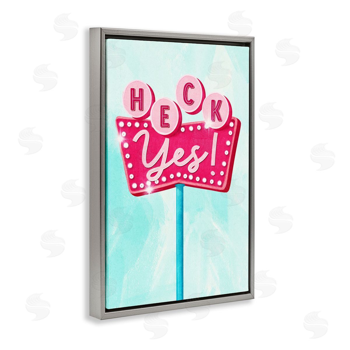 Retro Heck Yes Grey Floating Frame Canvas Wall Art, Home Decor by JJ Design House, LLC.