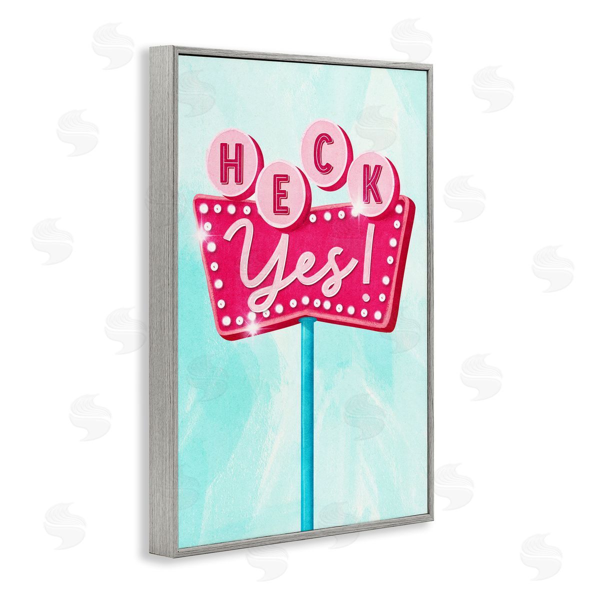 Retro Heck Yes Grey Frame Print Wall Art, Home Decor by JJ Design House, LLC.