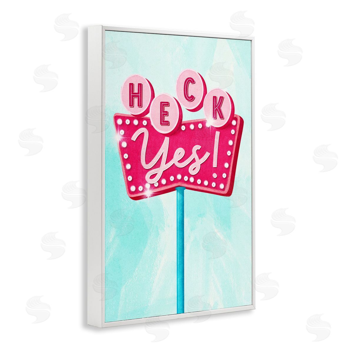Retro Heck Yes White Frame Print Wall Art, Home Decor by JJ Design House, LLC.