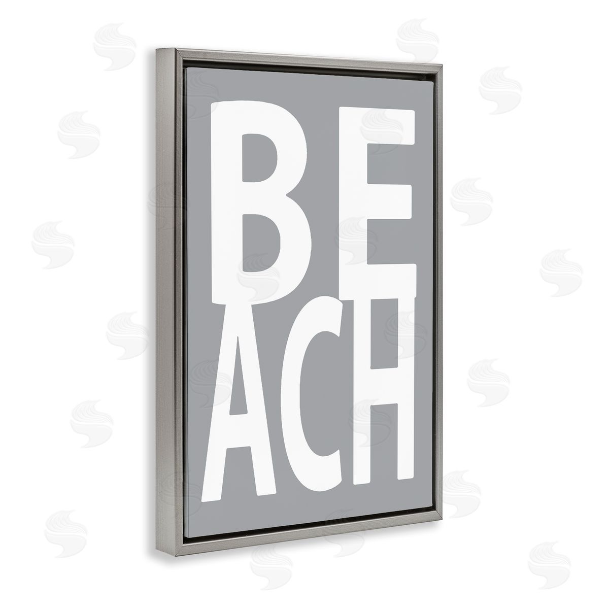 Beach Word on Grey Grey Floating Frame Canvas Wall Art, Home Decor by Jamie MacDowell