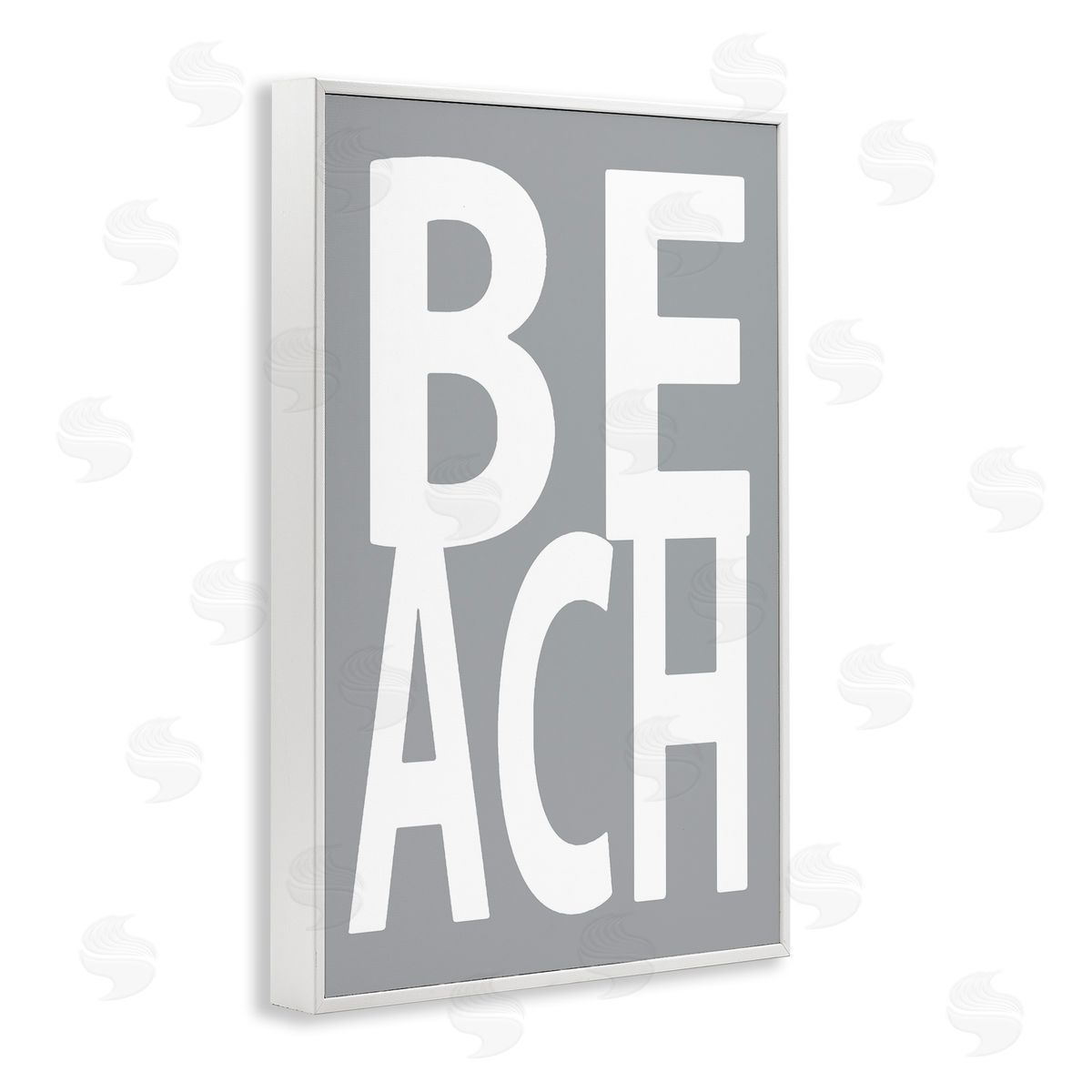 Beach Word on Grey White Frame Print Wall Art, Home Decor by Jamie MacDowell