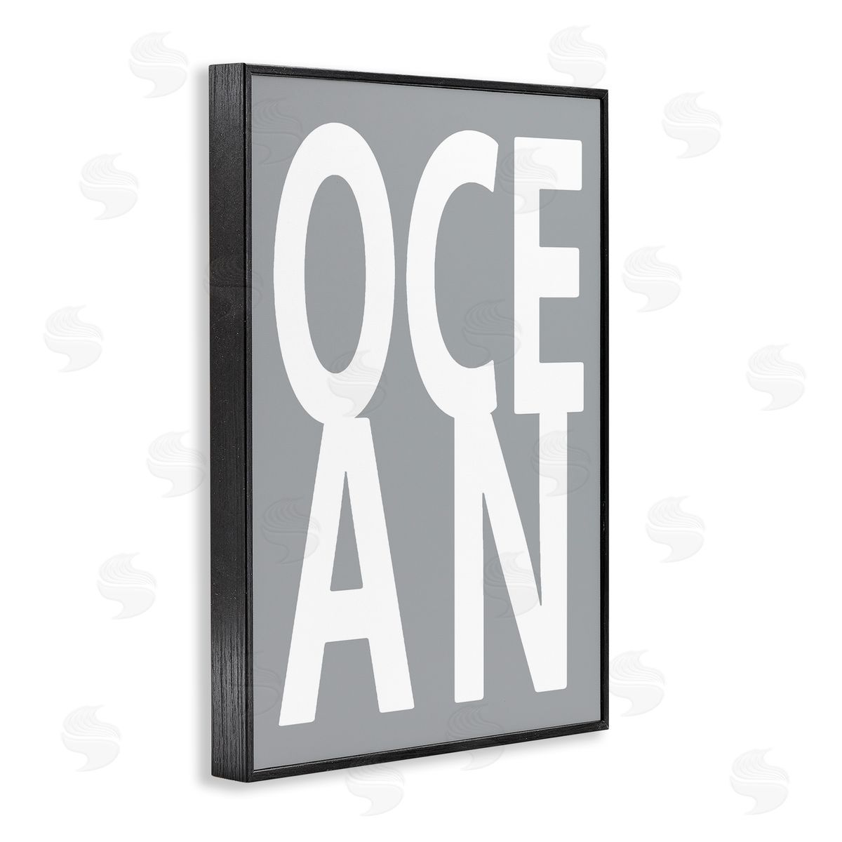 Ocean Word on Grey Black Frame Print Wall Art, Home Decor by Jamie MacDowell
