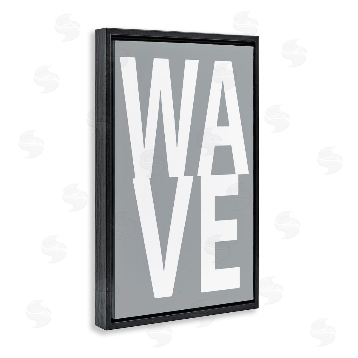 Wave Word on Grey Black Floating Frame Canvas Wall Art, Home Decor by Jamie MacDowell
