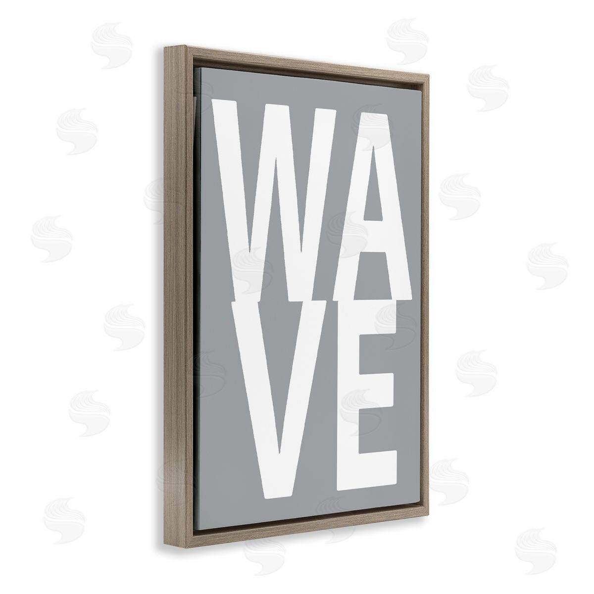 Wave Word on Grey Brown Floating Frame Canvas Wall Art, Home Decor by Jamie MacDowell