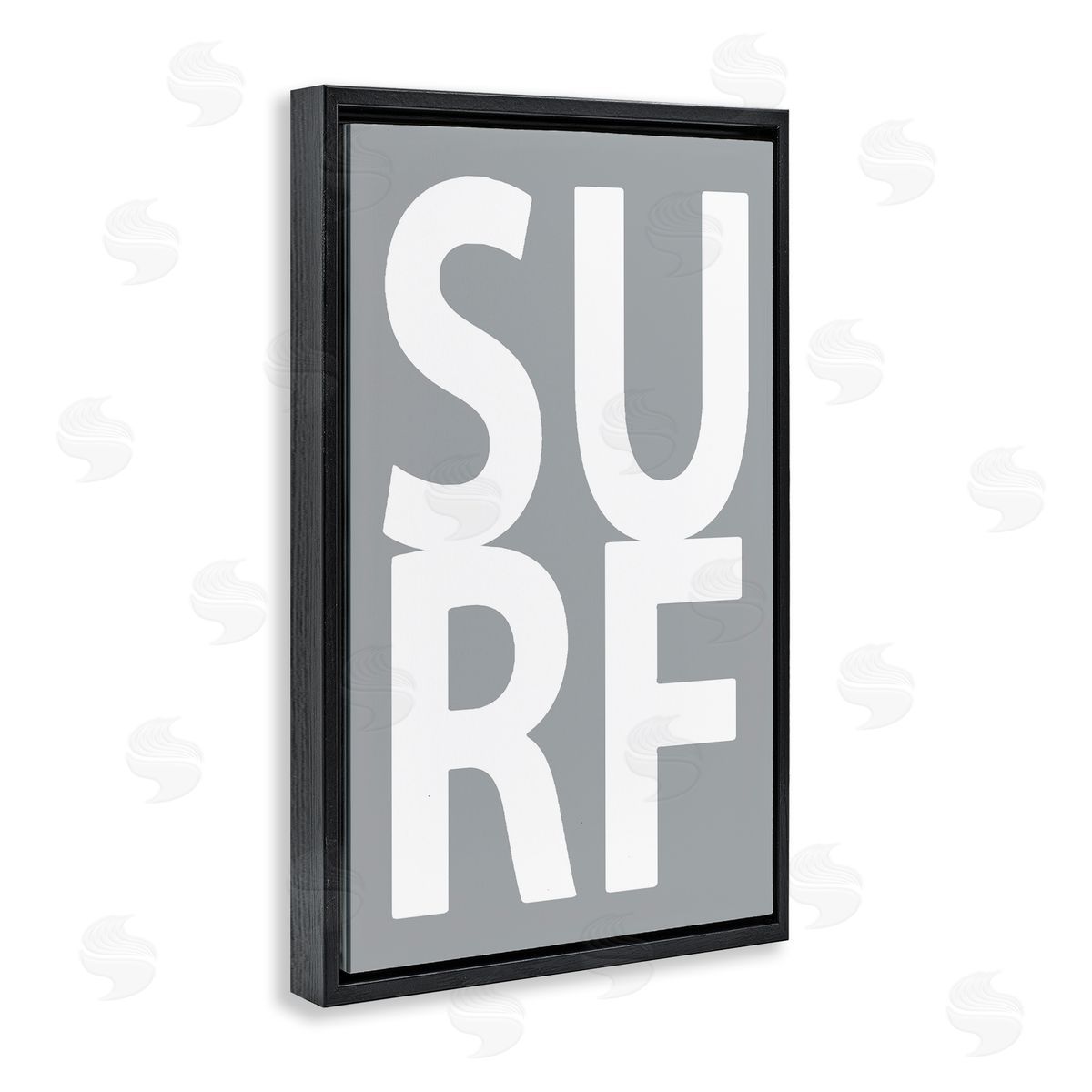 Surf Word on Grey Black Floating Frame Canvas Wall Art, Home Decor by Jamie MacDowell