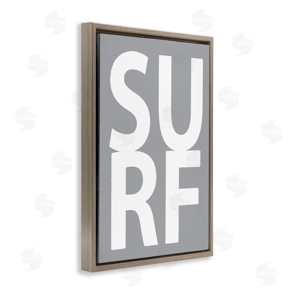 Surf Word on Grey Brown Floating Frame Canvas Wall Art, Home Decor by Jamie MacDowell