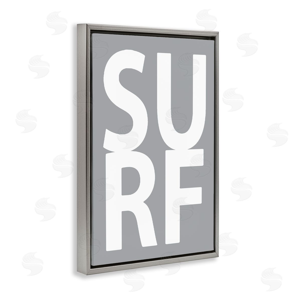 Surf Word on Grey Grey Floating Frame Canvas Wall Art, Home Decor by Jamie MacDowell