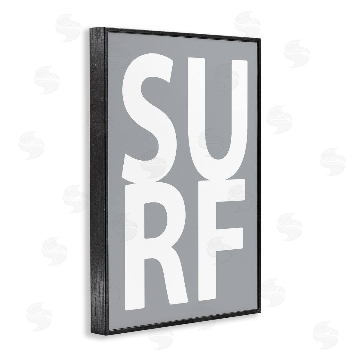 Surf Word on Grey Black Frame Print Wall Art, Home Decor by Jamie MacDowell