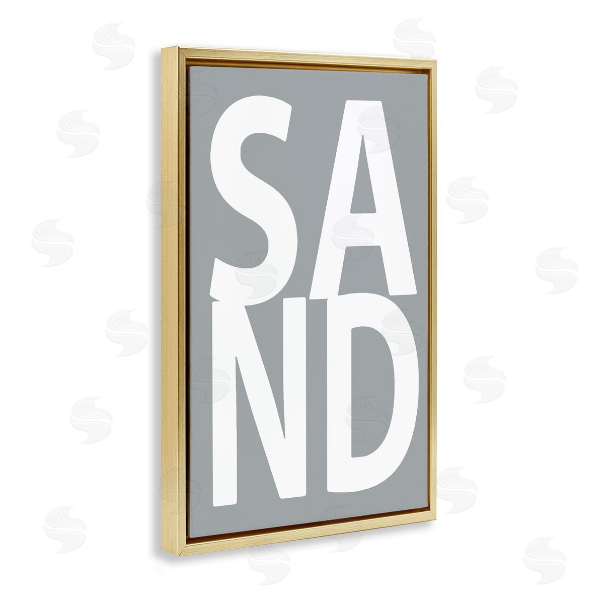 Sand Word on Grey Gold Floating Frame Canvas Wall Art, Home Decor by Jamie MacDowell