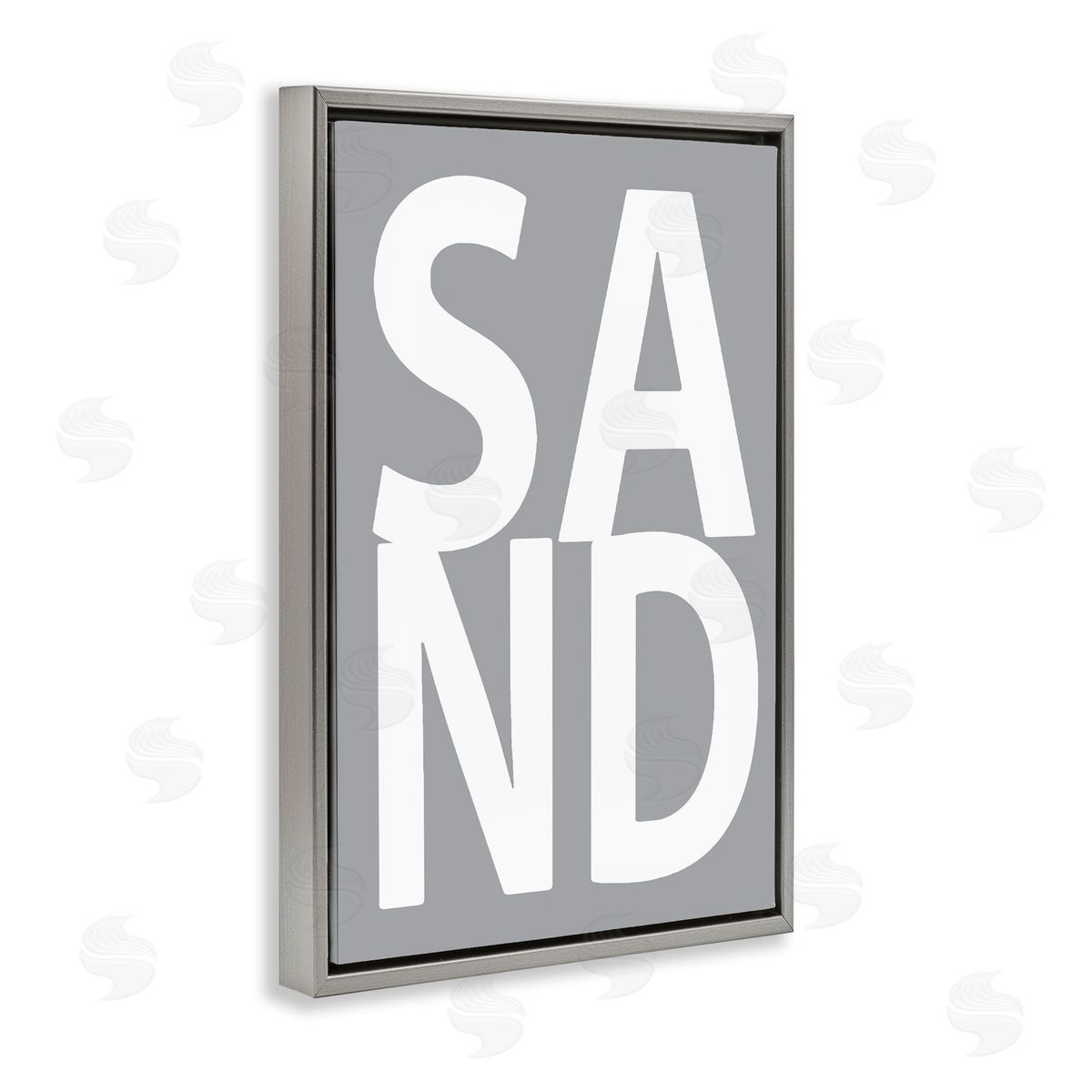 Sand Word on Grey Grey Floating Frame Canvas Wall Art, Home Decor by Jamie MacDowell