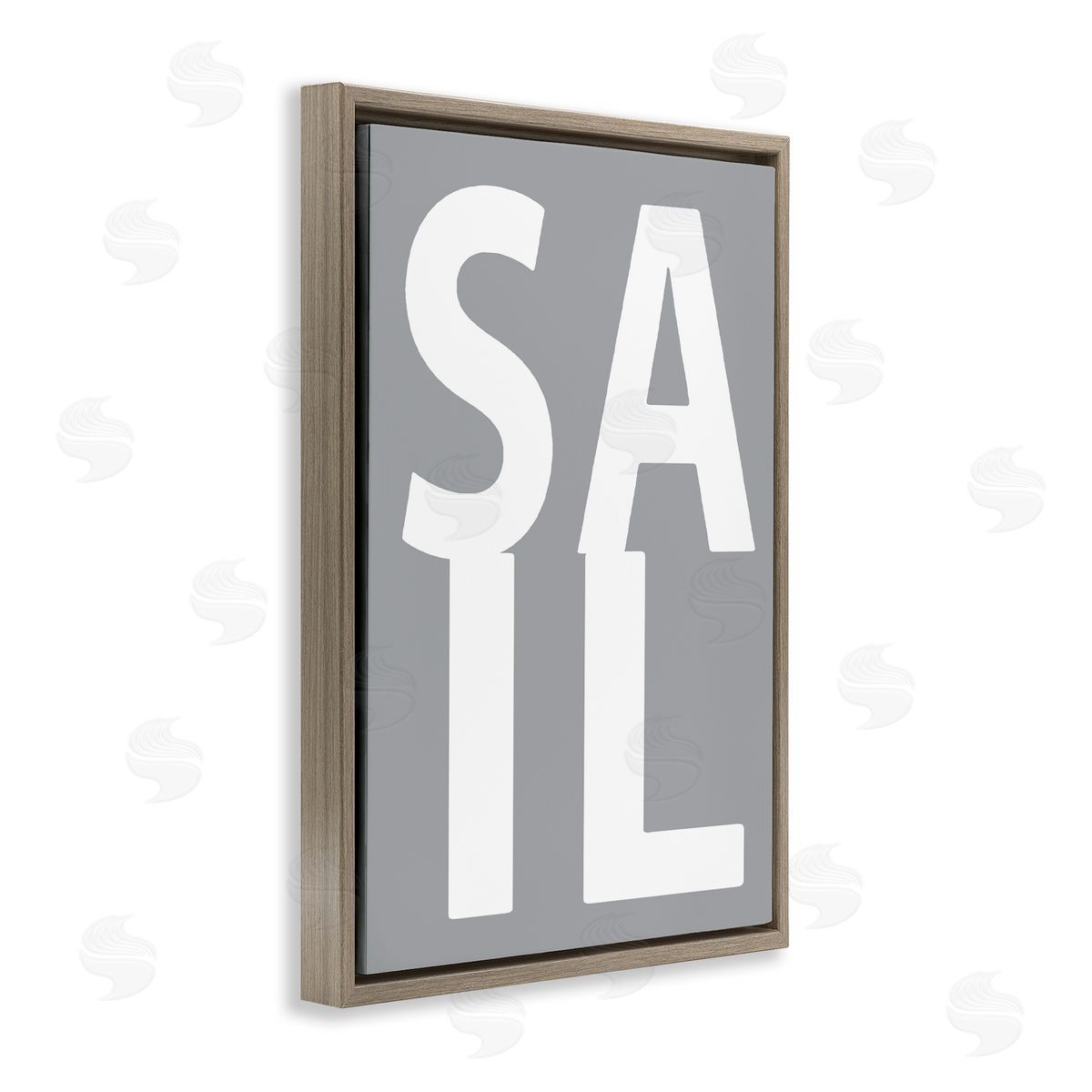 Sail Word on Grey Brown Floating Frame Canvas Wall Art, Home Decor by Jamie MacDowell