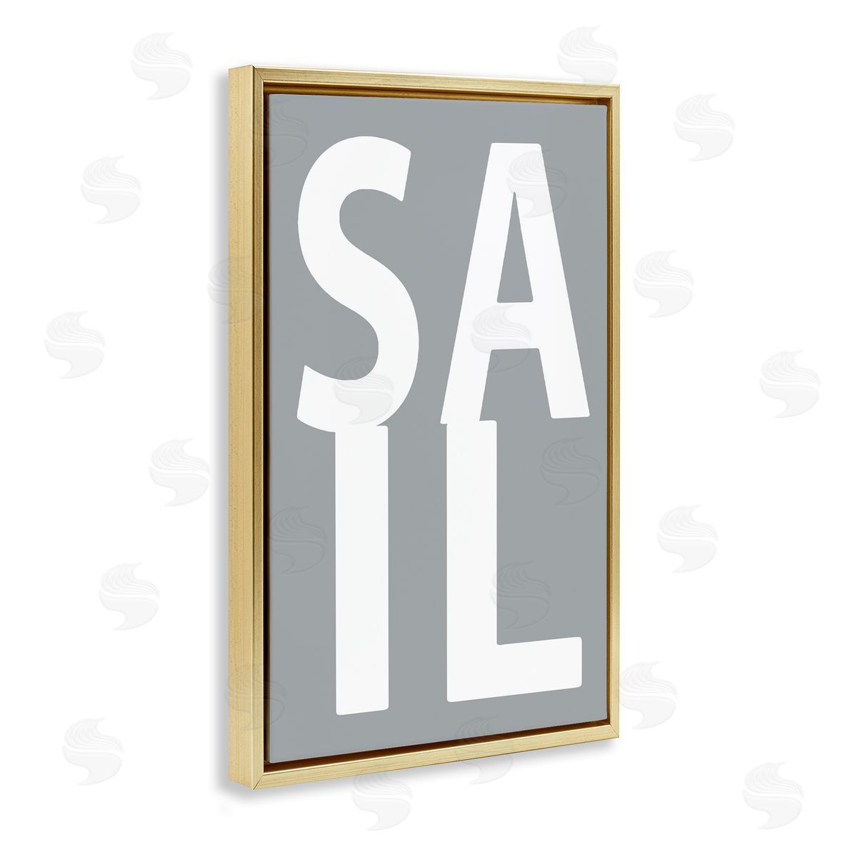 Sail Word on Grey Gold Floating Frame Canvas Wall Art, Home Decor by Jamie MacDowell