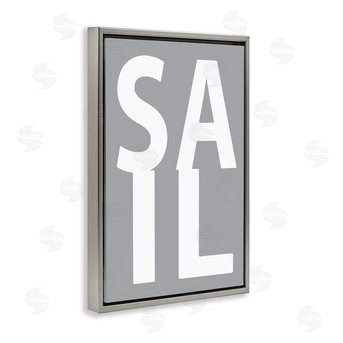 Sail Word on Grey Grey Floating Frame Canvas Wall Art, Home Decor by Jamie MacDowell