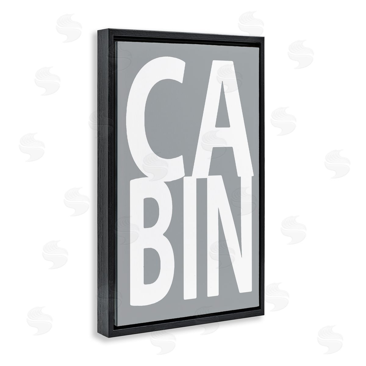 Cabin Word on Grey Black Floating Frame Canvas Wall Art, Home Decor by Jamie MacDowell