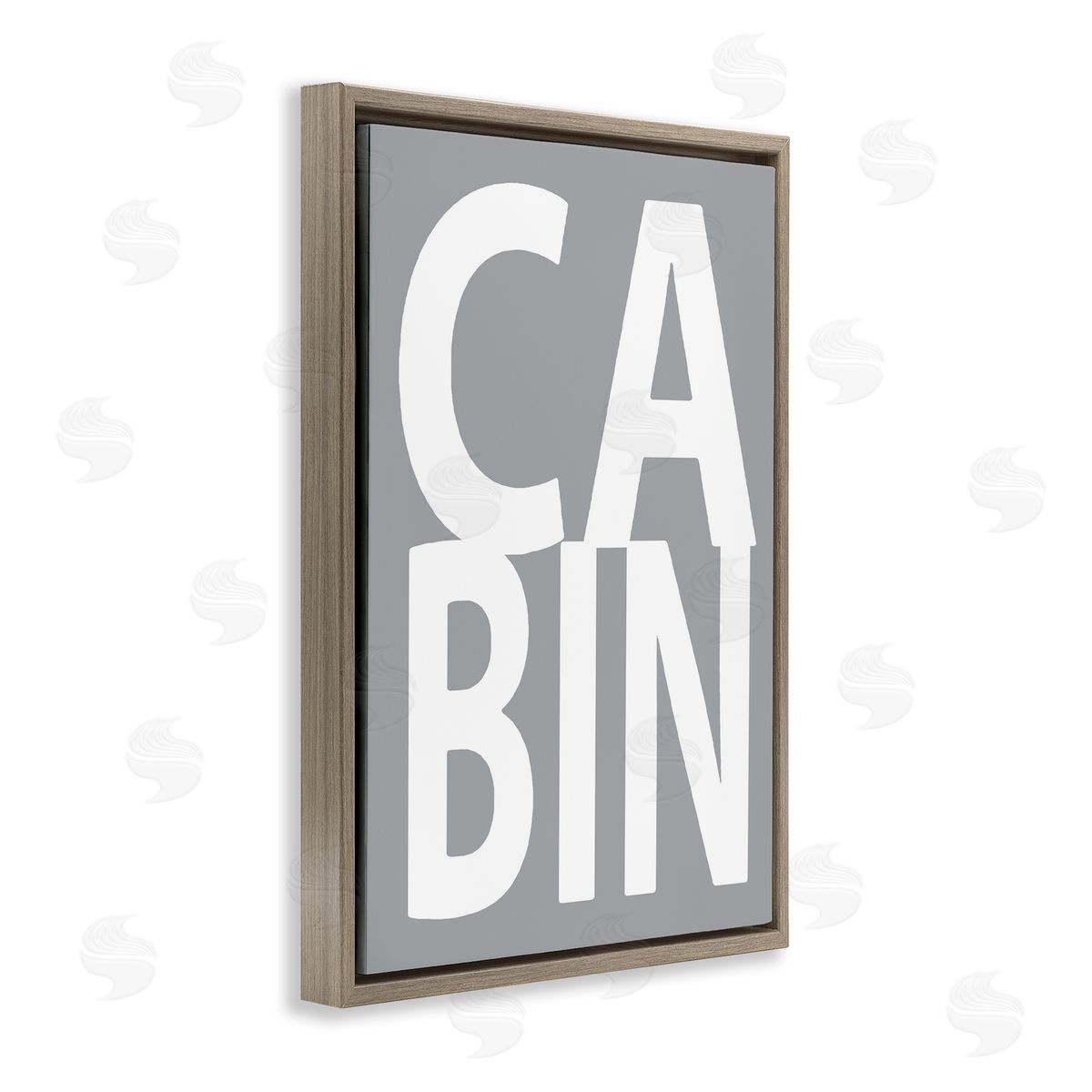 Cabin Word on Grey Brown Floating Frame Canvas Wall Art, Home Decor by Jamie MacDowell