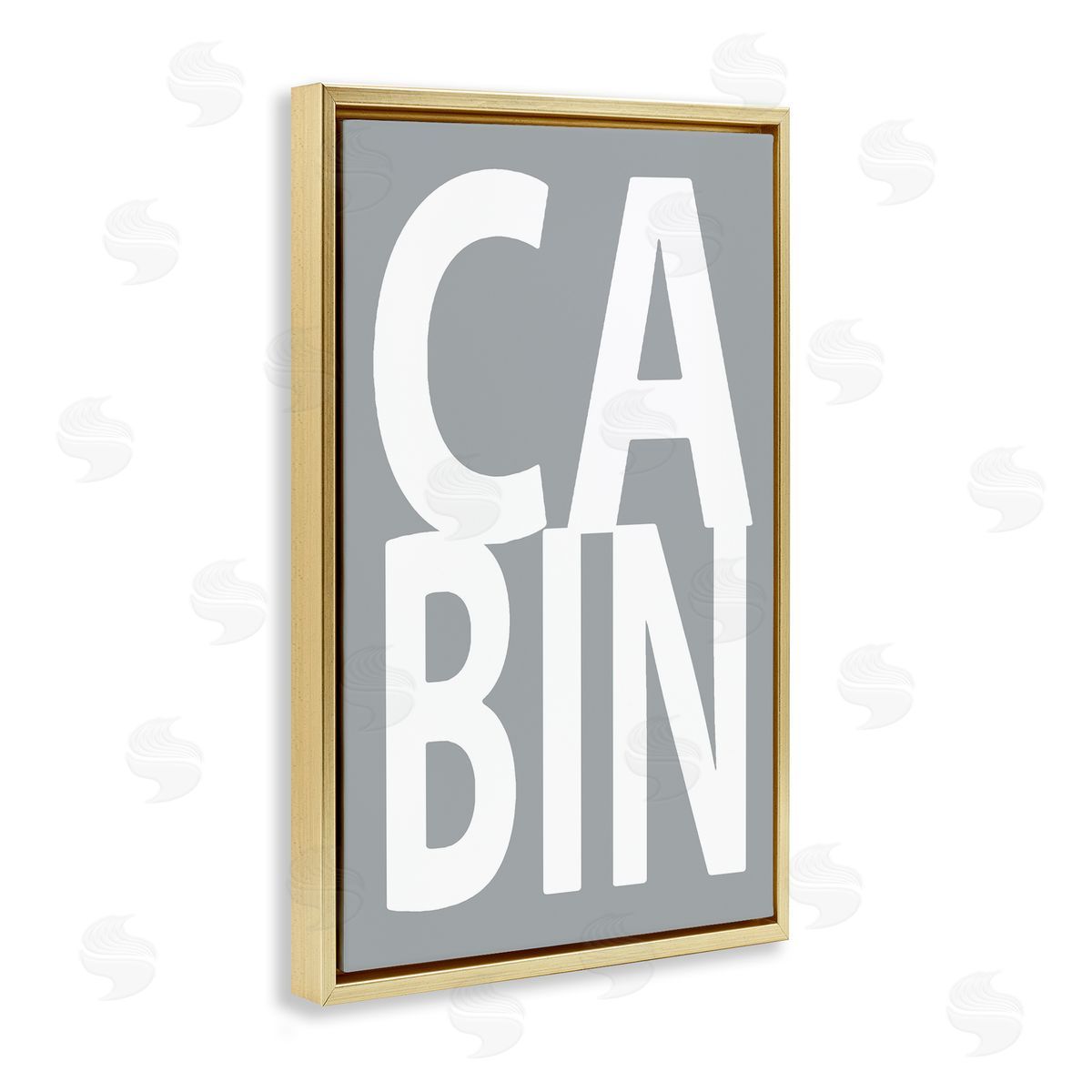 Cabin Word on Grey Gold Floating Frame Canvas Wall Art, Home Decor by Jamie MacDowell