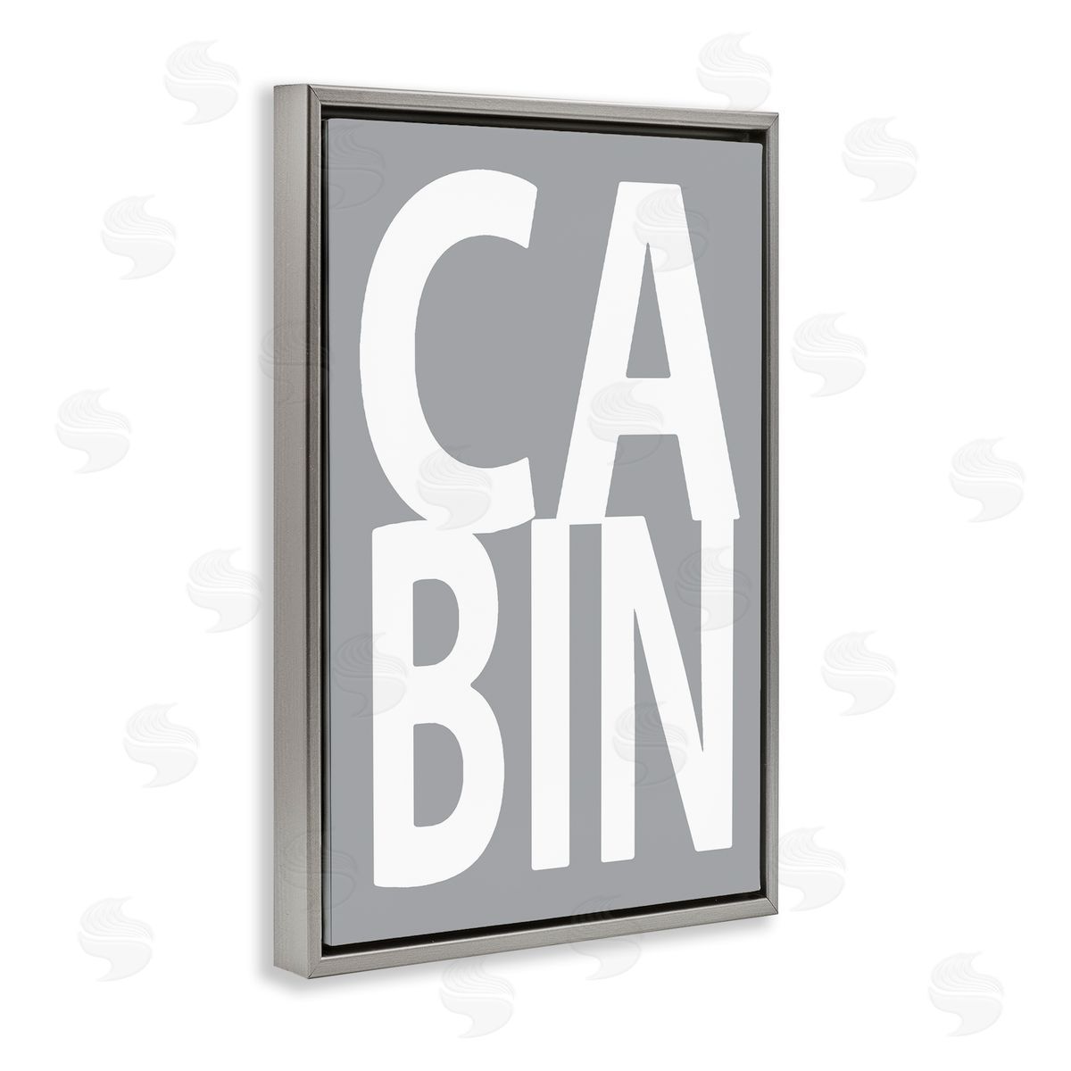 Cabin Word on Grey Grey Floating Frame Canvas Wall Art, Home Decor by Jamie MacDowell