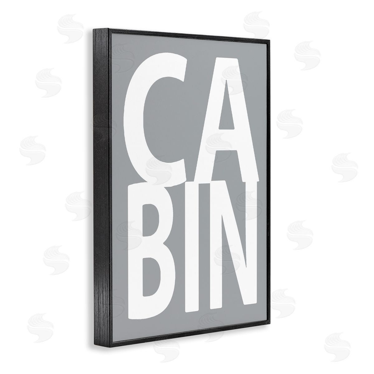 Cabin Word on Grey Black Frame Print Wall Art, Home Decor by Jamie MacDowell