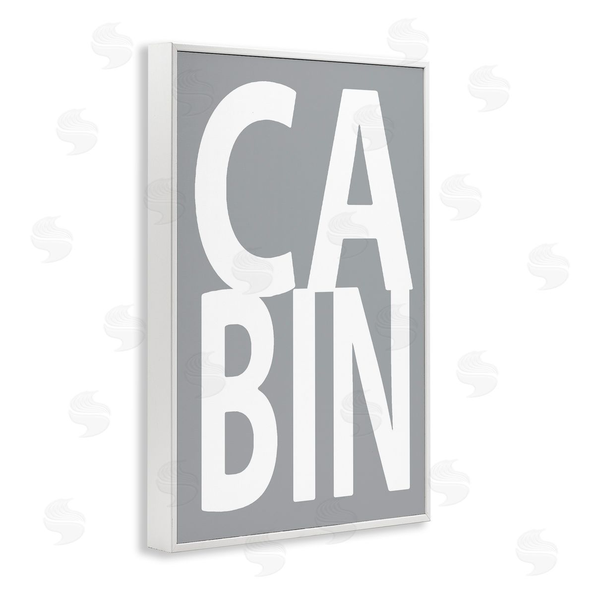 Cabin Word on Grey White Frame Print Wall Art, Home Decor by Jamie MacDowell